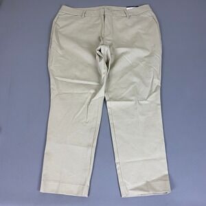 Worthington Pants Womens 18W Ankle Dark Dune Beige Cotton Stretch Career New NWT